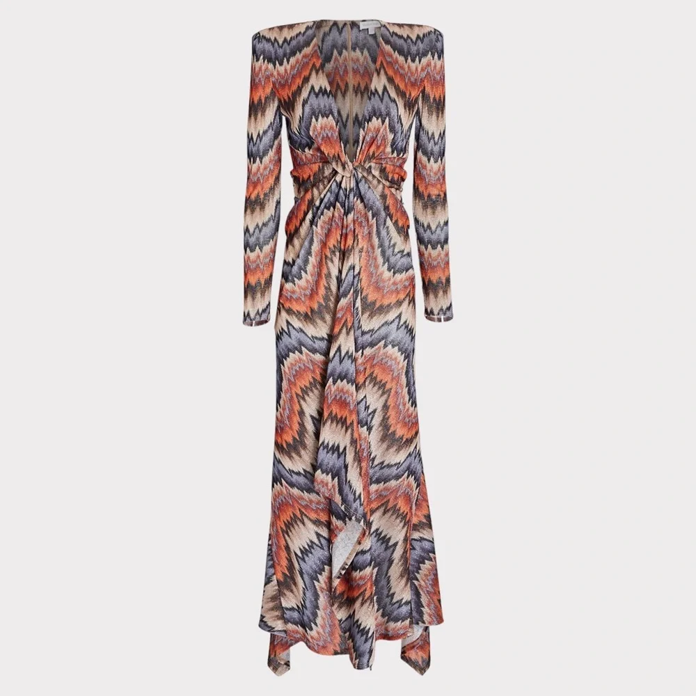 RONNY KOBO Stormy Knit Maxi Dress - Orange & Brown - Picture 7 of 12
